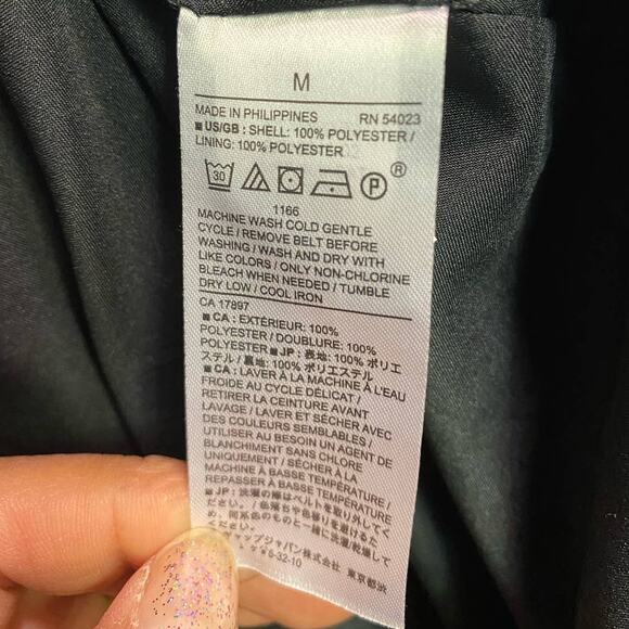 NWT Navy Blue Banana Republic Tiered Belted Dress Medium Boho Casual Fall Winter - Picture 7 of 9